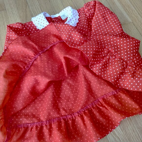 Vintage Baby Dress Red White Hearts Size 24 Months - Picture 4 of 12